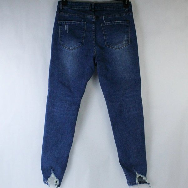 Zigzag Stripe Jeans Women's Size 8 Dark Wash Blue Distressed Look