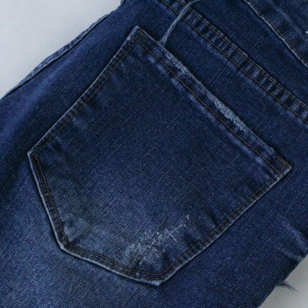 Zigzag Stripe Jeans Women's Size 8 Dark Wash Blue Distressed Look