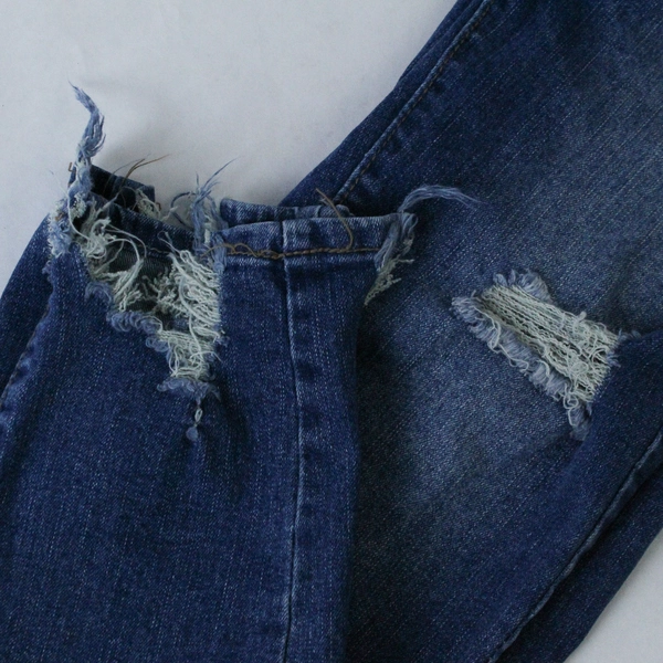 Zigzag Stripe Jeans Women's Size 8 Dark Wash Blue Distressed Look