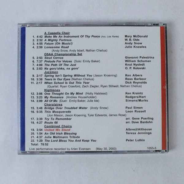 Rex Putnam High School 2003 United We Stand A Cappella Choir CD Good Condition