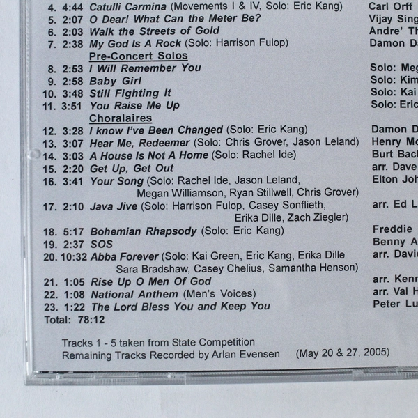 Rex Putnam High School A Cappella Choir CD 2005 Good Condition