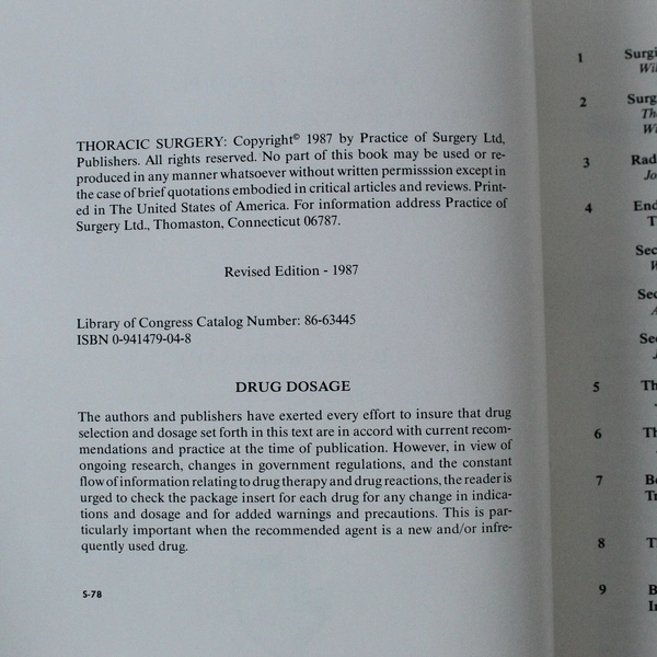 Goldsmith's Practice of Surgery Ellis Thoracic Surgery 1987 HC Good Condition