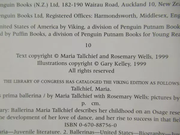 Tallchief America's Prima Ballerina PB Maria Tallchief 1999 Puffin Books