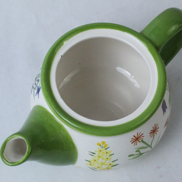 Bella Casa by Ganz Vintage Teapot Purple Orange Yellow Floral Design 9"