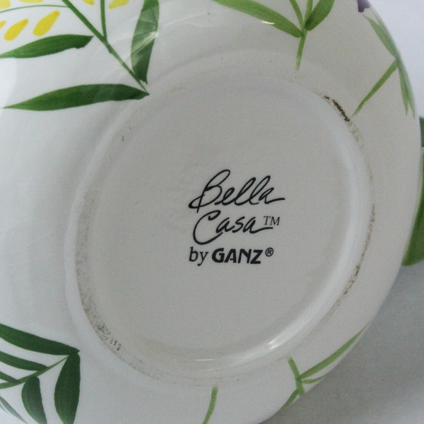 Bella Casa by Ganz Vintage Teapot Purple Orange Yellow Floral Design 9"