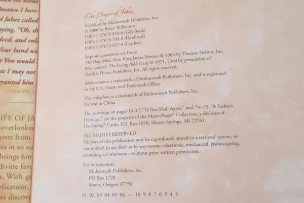 The Prayer of Jabez by Bruce Wilkinson - Good Pre-Owned Condition Book