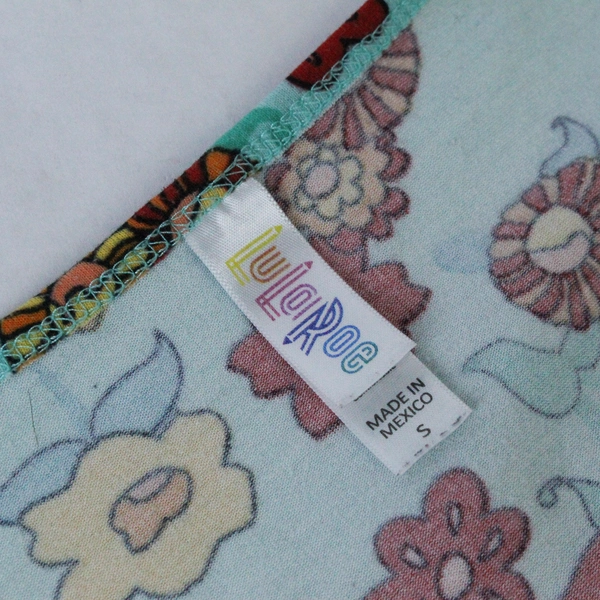 LulaRoe Women's Floral Shirt Size S Blue Red Yellow Short Sleeves Pre-Owned