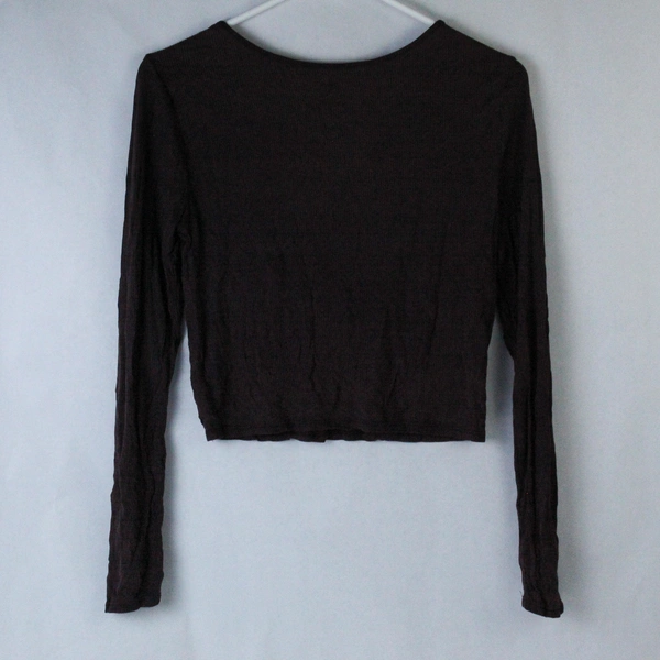 Me To We Women's XS Cropped Brown Long Sleeve Shirt - Pre-Owned, Discoloration