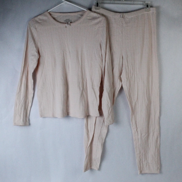 Cuddl Duds Girls Pajama Set Size L Pink Long Sleeve & Pants, Pre-Owned