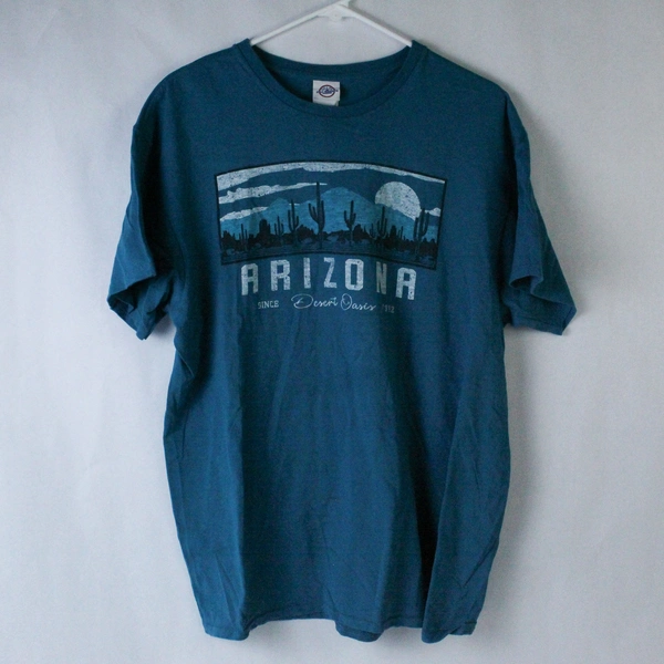 Delta Arizona T-Shirt Men's L Turquoise Short Sleeve Round Neck Vintage Style