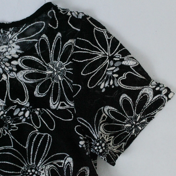 Roz & Ali Black & White Floral Dress Size M - Good Pre-Owned Condition