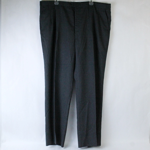Men's Stafford Regular Fit Sz 46 Suit Bottom Gray And Blue Pinstripe Pants Wool