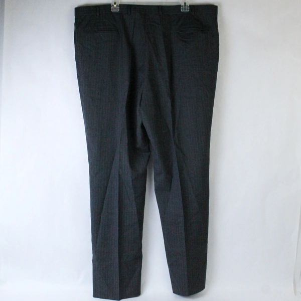 Men's Stafford Regular Fit Sz 46 Suit Bottom Gray And Blue Pinstripe Pants Wool