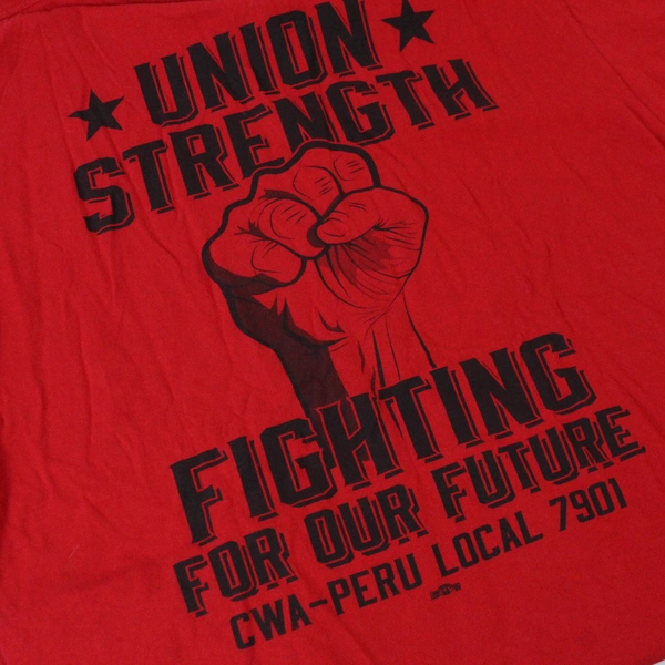 Union Line Peru Men's T-Shirt Size L Red Short Sleeve Union Strength Graphic Tee