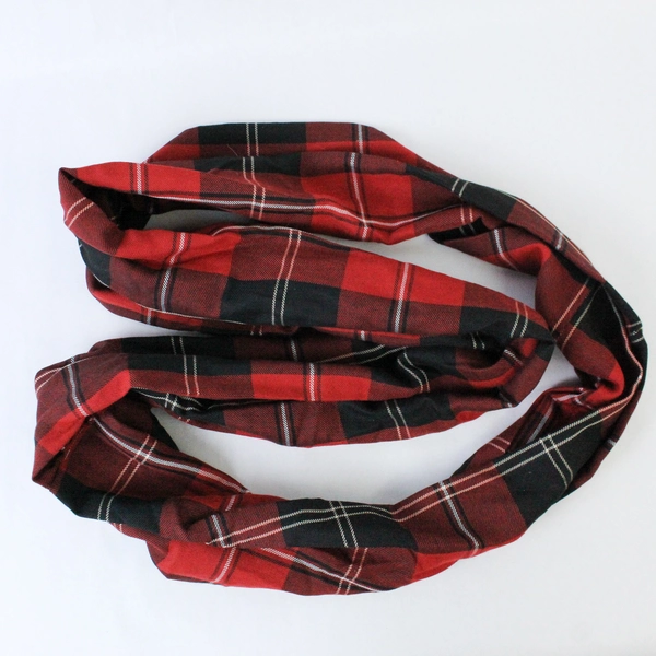 Unbranded Women's Infinity Scarf Wrap Shawl Plaid Pattern Red Black White
