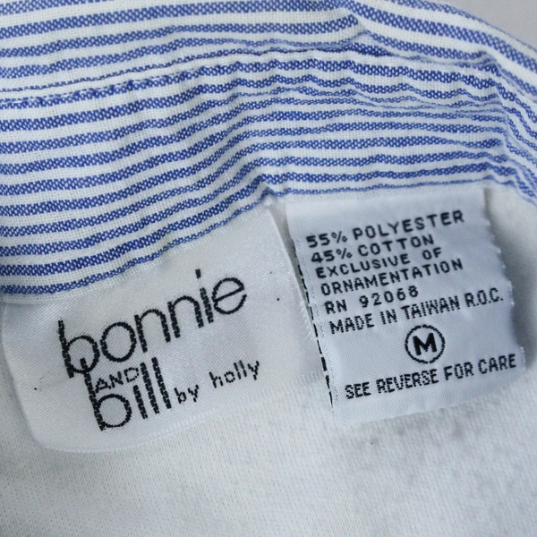 Bonnie and Bill by Holly Women's M Blue White Short Sleeve Top - Pre-Owned
