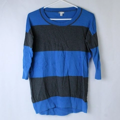 BP Women's Sweater Top Size S Blue Gray 3/4 Sleeve Round Neck Good Condition