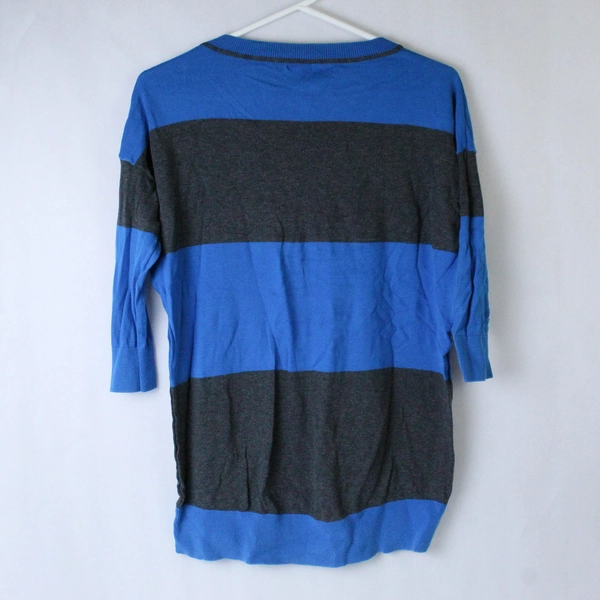 BP Women's Sweater Top Size S Blue Gray 3/4 Sleeve Round Neck Good Condition