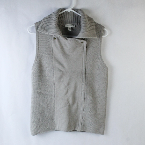 Coldwater Creek Women's Sweater Size S Gray Sleeveless Zip Snap Closure