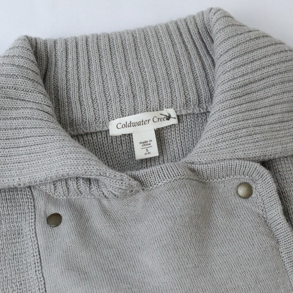 Coldwater Creek Women's Sweater Size S Gray Sleeveless Zip Snap Closure