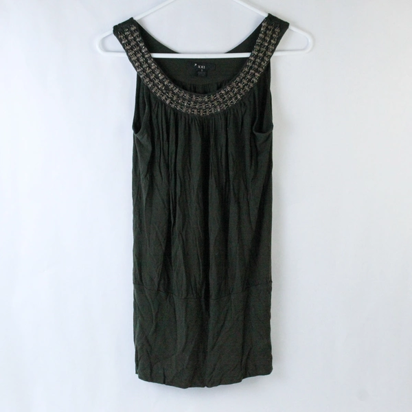 XXI Women's Small Green Sleeveless Top with Beading - Pre-Owned, Minor Flaws