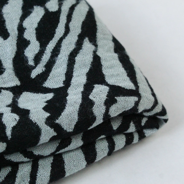 Chic Gray Black Animal Print Scarf Shawl Wrap with Fringe - Pre-Owned Fashion