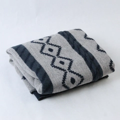 Nordstrom Gray Navy Southwest Pattern Infinity Scarf Wrap Shawl - Good Condition