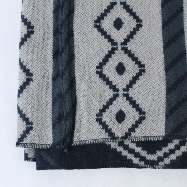 Nordstrom Gray Navy Southwest Pattern Infinity Scarf Wrap Shawl - Good Condition