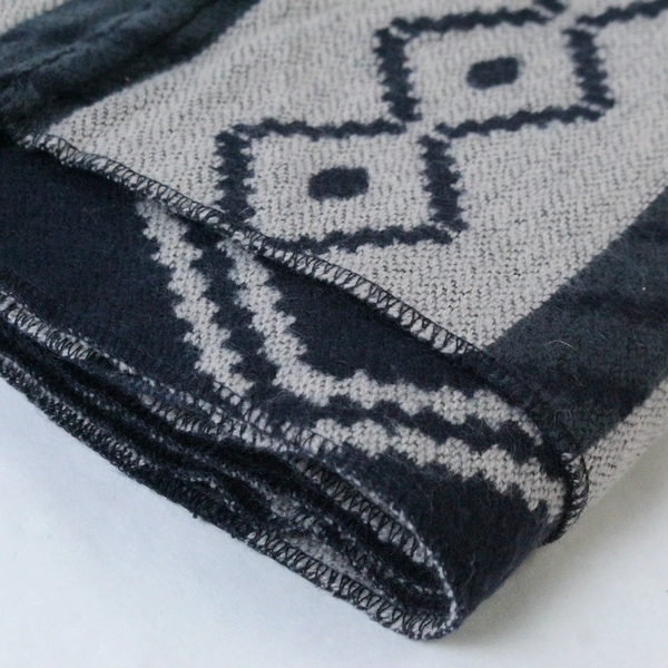 Nordstrom Gray Navy Southwest Pattern Infinity Scarf Wrap Shawl - Good Condition