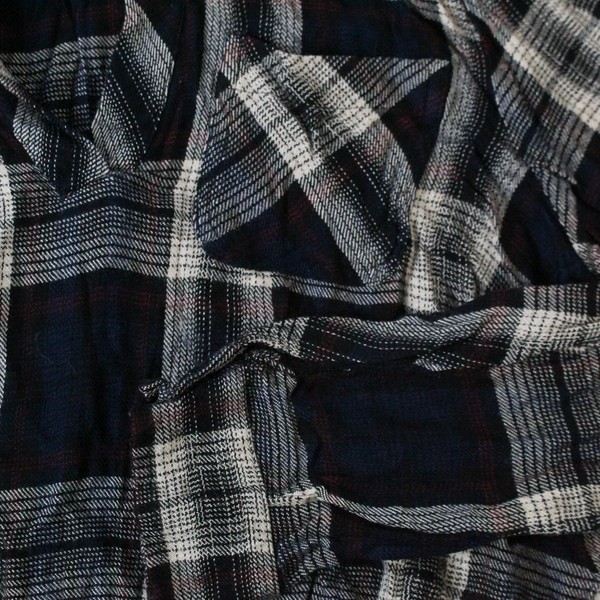 CB Casual Top Shirt Women's M Black Cream Plaid Long Sleeves Rayon