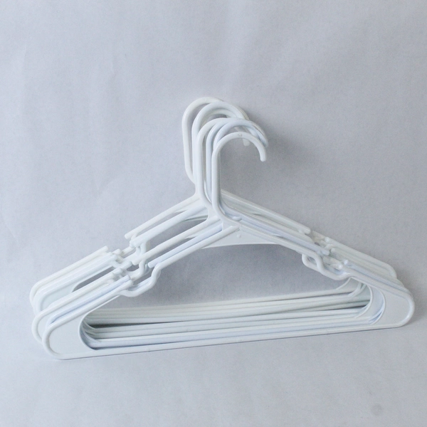 Lot of 10 White Plastic Clothes Hangers for Closet Home Organization