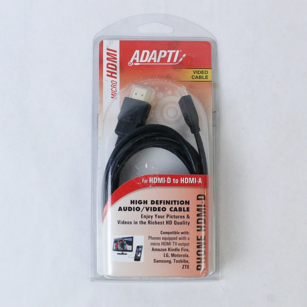 Adapti 5ft HDMI Video Cable HDMI-D to HDMI-A - Brand New, High Definition