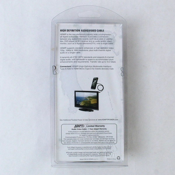 Adapti 5ft HDMI Video Cable HDMI-D to HDMI-A - Brand New, High Definition