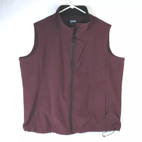 Iceberg Outerwear Men's 1XL Burgundy Full Zip Vest Jacket with Stand Up Collar