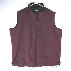 Iceberg Outerwear Men's 1XL Burgundy Full Zip Vest Jacket with Stand Up Collar