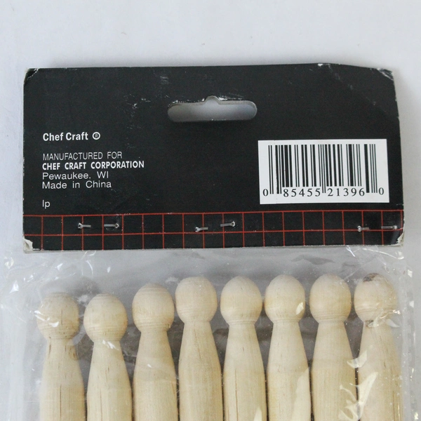 Lot of 2 Chef Craft Unopened Packs of 16 Round Hardwood Clothespins