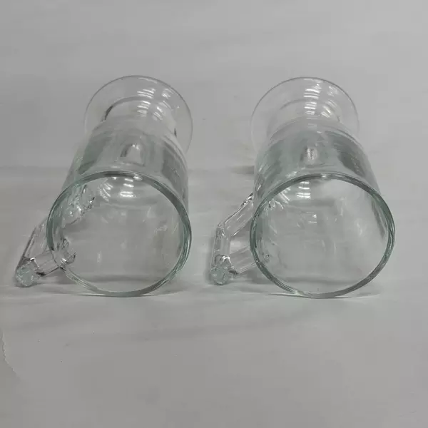 Lot of 2 Irish Coffee Mugs Clear Glass Pedestal Footed Cup
