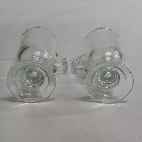 Lot of 2 Irish Coffee Mugs Clear Glass Pedestal Footed Cup
