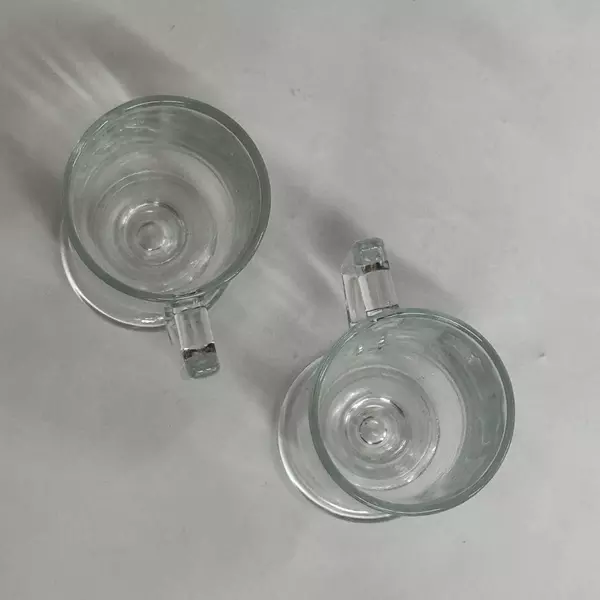 Lot of 2 Irish Coffee Mugs Clear Glass Pedestal Footed Cup