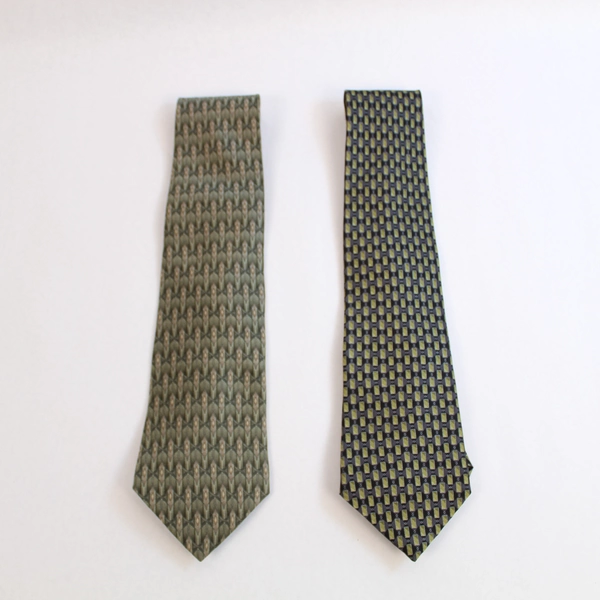 2 Stafford Green & Blue Geometric Men's Ties Neckties 58" Long Pre-owned