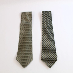 2 Stafford Green & Blue Geometric Men's Ties Neckties 58" Long Pre-owned