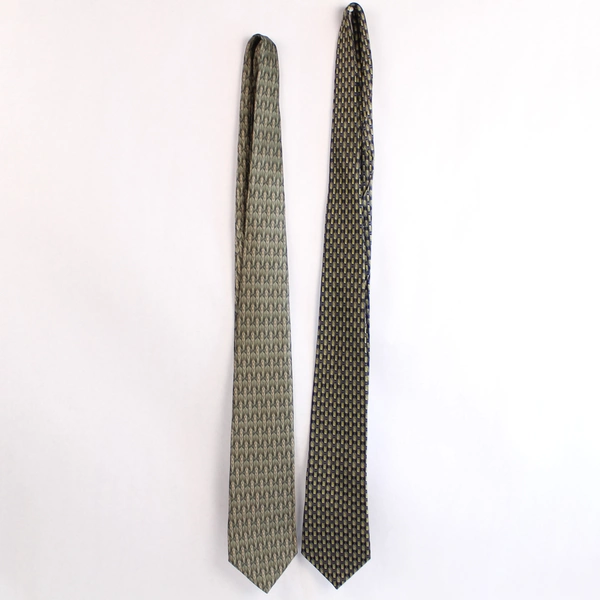 2 Stafford Green & Blue Geometric Men's Ties Neckties 58" Long Pre-owned