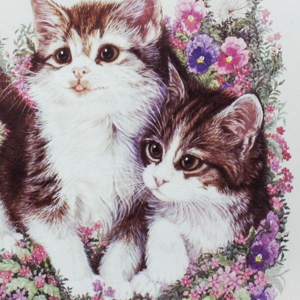 June Payne Hart Signed 16/500 Framed Matted Art Print Kittens Flowers No Glass