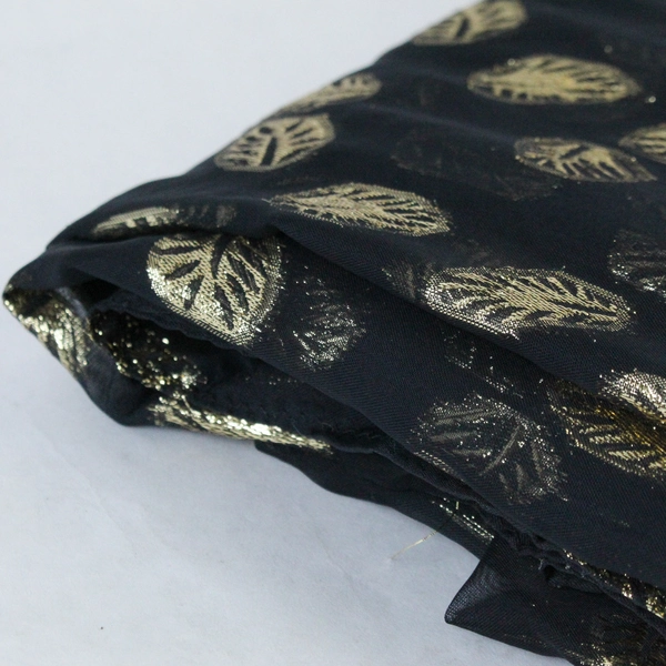 Sheer Backdrop Curtain Drape Panel Rod Pocket Black Gold Toned Leaves Decor