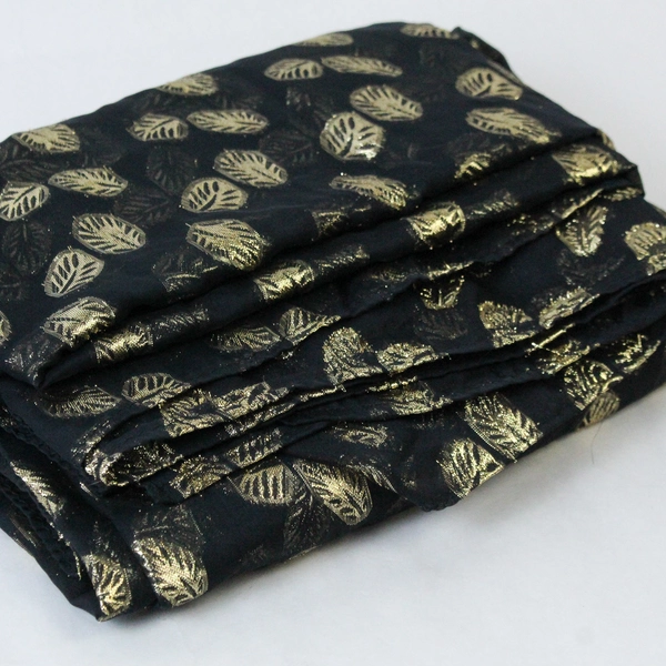 Sheer Backdrop Curtain Drape Panel Rod Pocket Black Gold Toned Leaves Decor