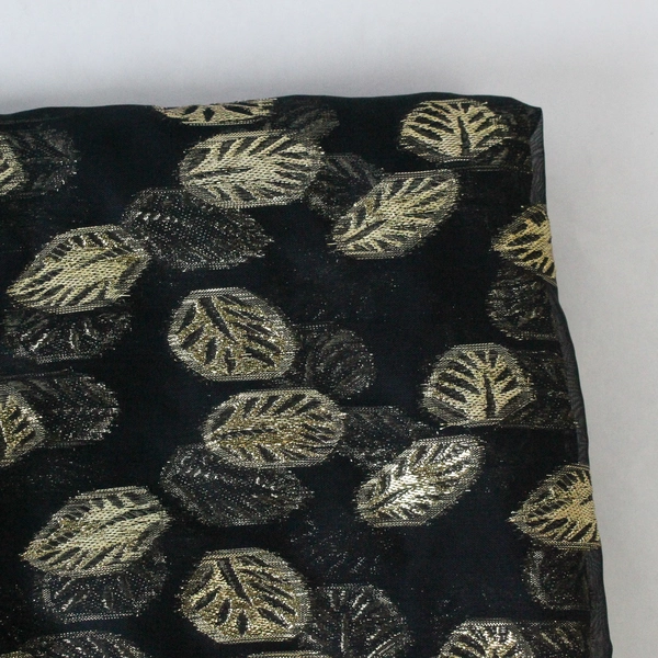 Sheer Backdrop Curtain Drape Panel Rod Pocket Black Gold Toned Leaves Decor