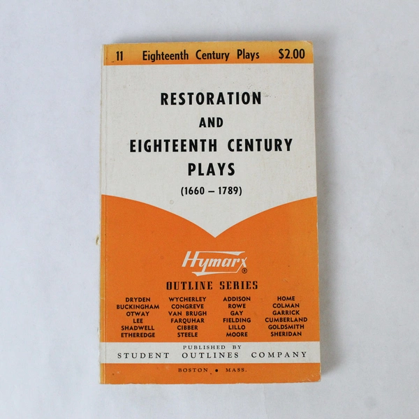 Restoration & Eighteenth Century Plays by Robert W. Lovett 1959 PB - Pre-owned