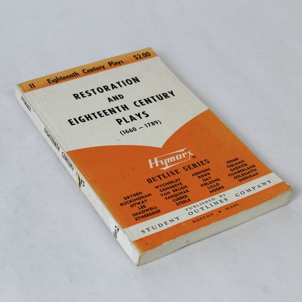 Restoration & Eighteenth Century Plays by Robert W. Lovett 1959 PB - Pre-owned