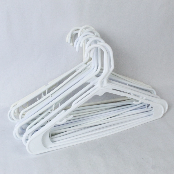 Lot of 17 Plastic Clothes Hangers Closet Home Organization Tubular White Beige