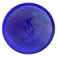 Jenelle Kathan Moonbeam Glass Works Decorative Plate Fish Cobalt Blue Iridescent